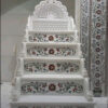 White Makrana Marble Minbar , Mimber with Inlay Work