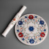 White marble chakla Inlay work (grinding/pastry board and rolling pin