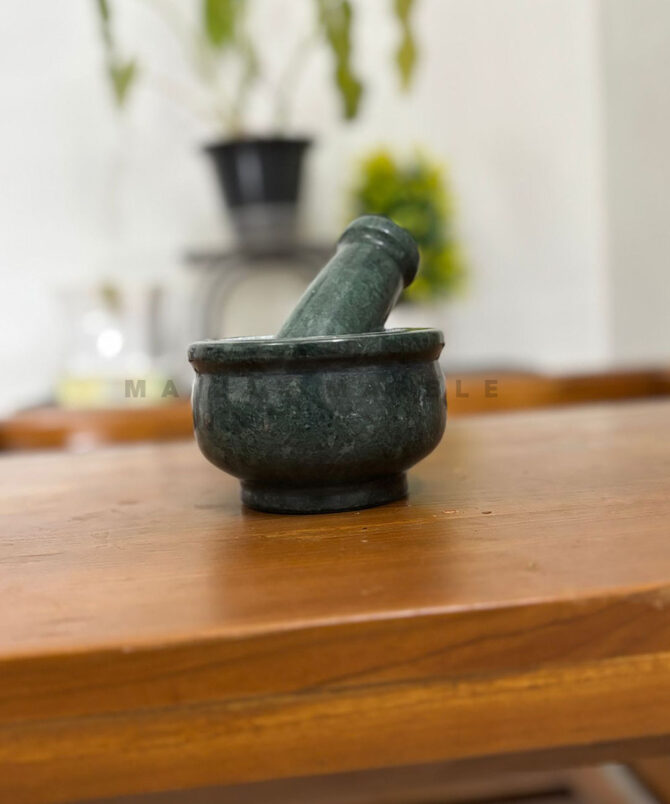 Green Mortal Pestel | Imam dasta | Stone Mortar and Pestle Set - Image 2