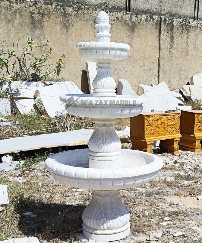 White Marble Fountain , Garden Fountain , 3 Plate White Fountain