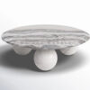Makrana White Marble Coffee Table - Sphere Base Modern Marble Table
