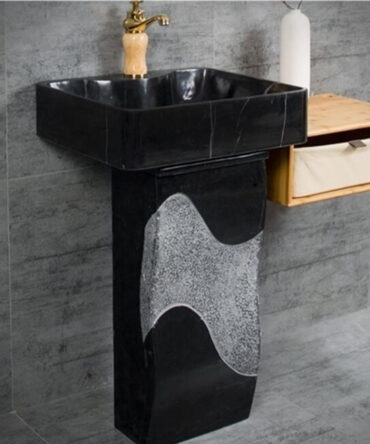Black Marble Pedestal Wash Basin Shape texture Unique