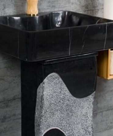 Black Marble Pedestal Wash Basin Shape texture Unique