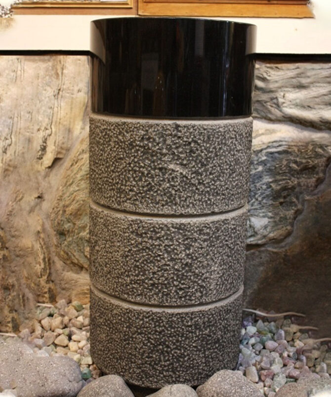 Black Stone texture and Polish Unique Pedestal Wash Basin