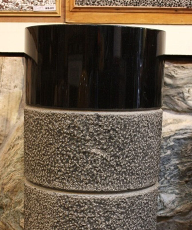 Black Stone texture and Polish Unique Pedestal Wash Basin