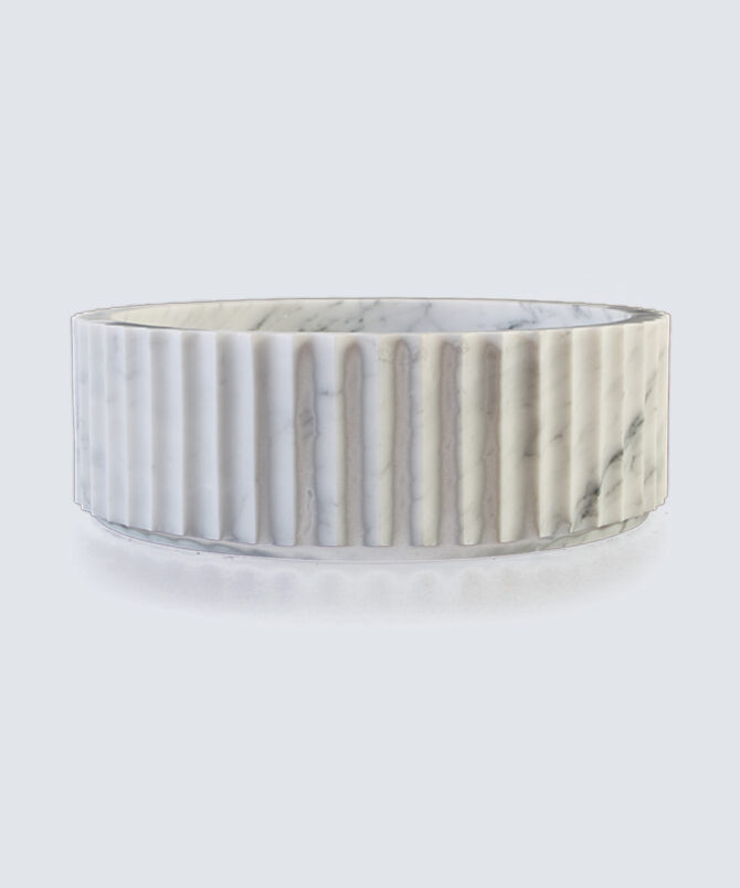 Fluted White Marble Wash Basin