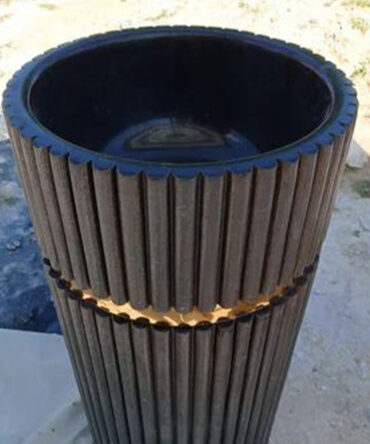 Natural Black Stone Fluted Pedestal Wash Basin