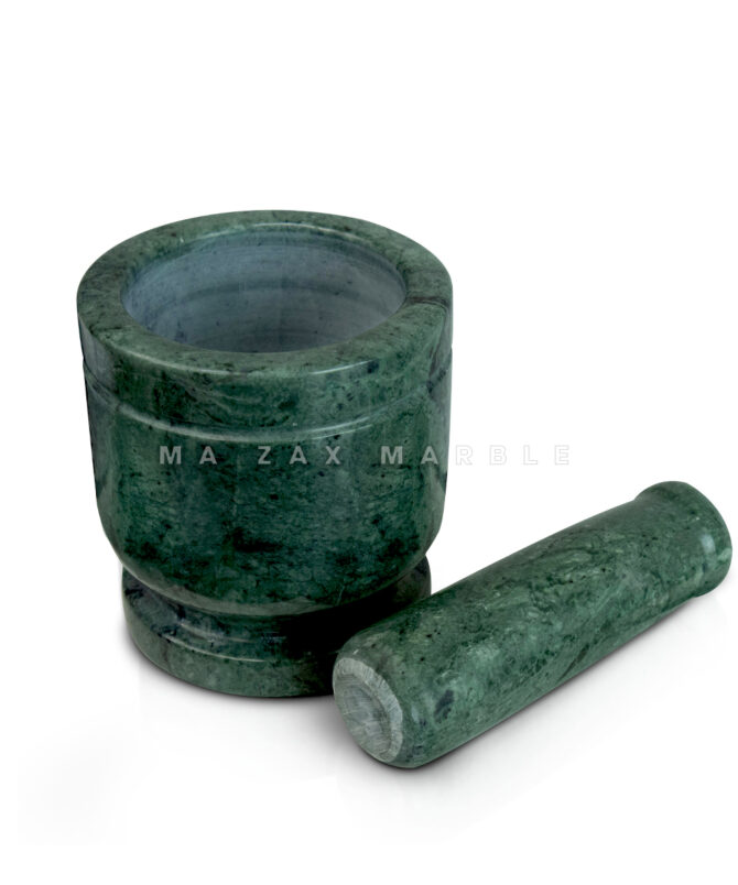 Green Marble Mortal and Pestle Best kitchen Pest tool size 4x4 inch Spice & Herb Grinder - Image 2