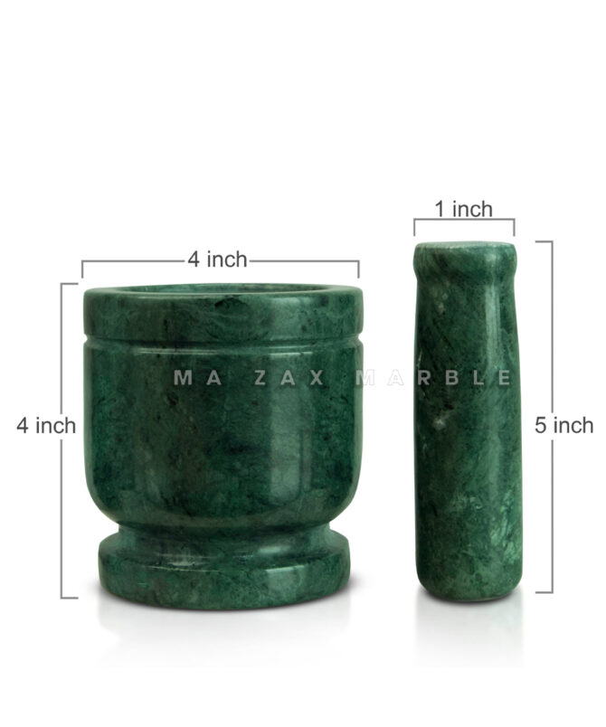Green Marble Mortal and Pestle Best kitchen Pest tool size 4x4 inch Spice & Herb Grinder - Image 3