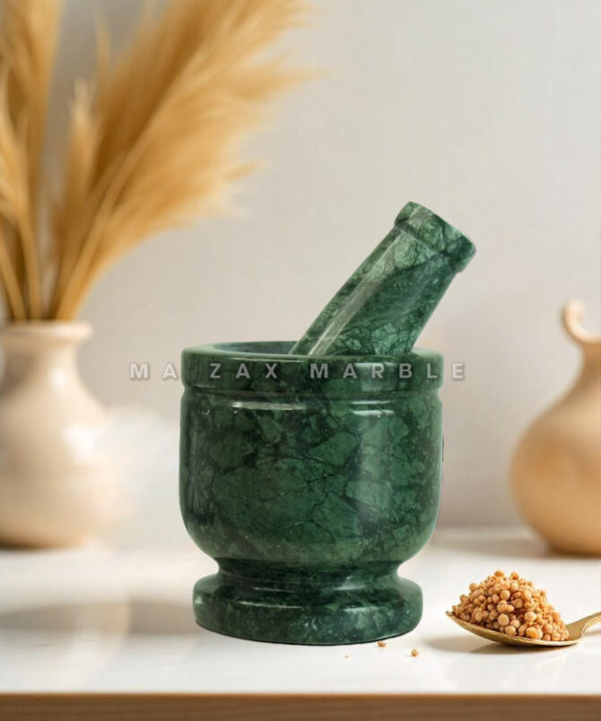 Green Marble Mortal and Pestle Best kitchen Pest tool size 4x4 inch Spice & Herb Grinder