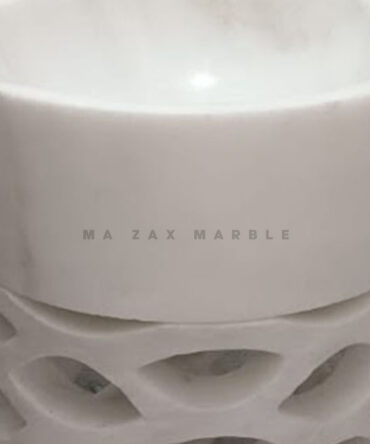 White Marble Holl jali Pedestal Wash Basin
