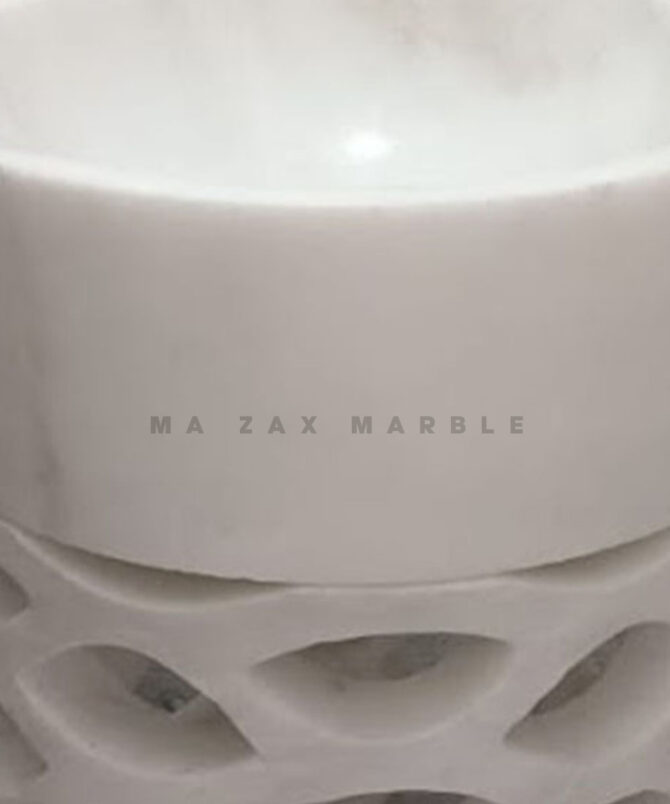 White Marble Holl jali Pedestal Wash Basin