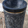 Black Marble Pedestal Wash Basin with Textured Finish and polish work