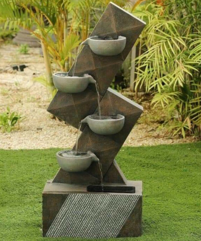 Modern Geometric Cascade Marble Fountain