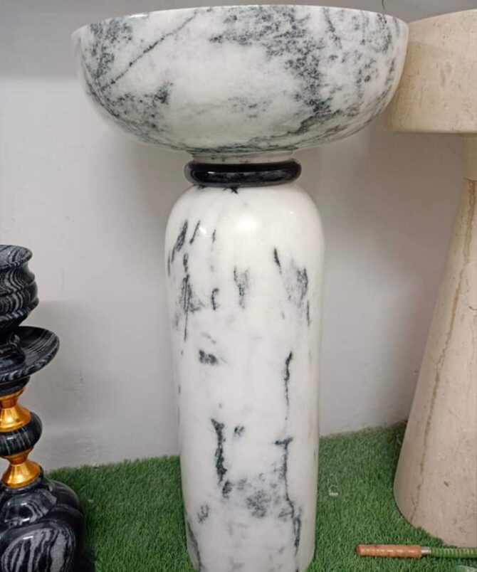 Black & White Marble Pedestal Wash Basin