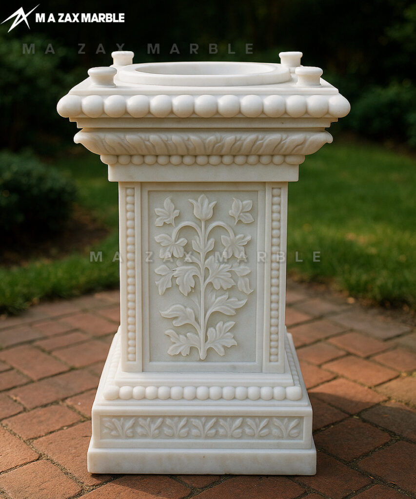 White Marble Tulsi Pots I White Stone Tulsi Brindavan | Tulsi Kyara