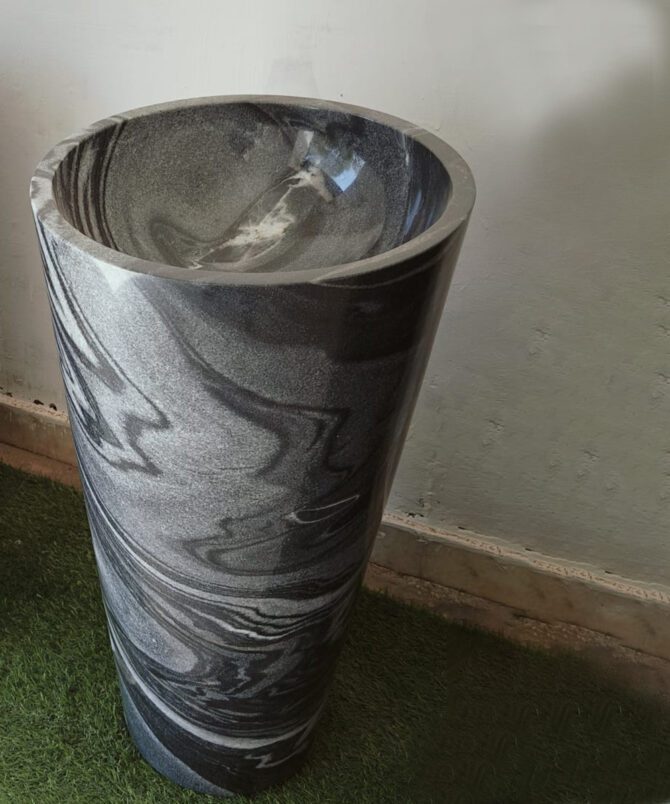 Black Marble Pedestal Wash Basin