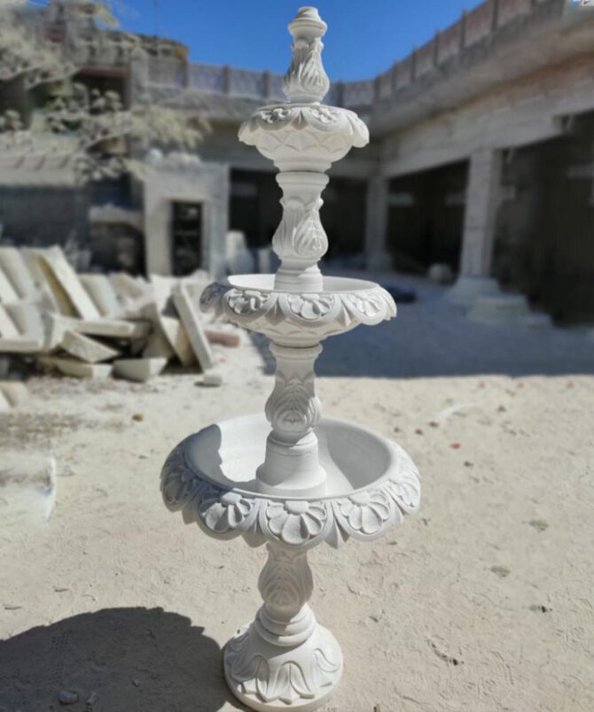 Makrana Marble Fountain - Elegant 3-Tier Design
