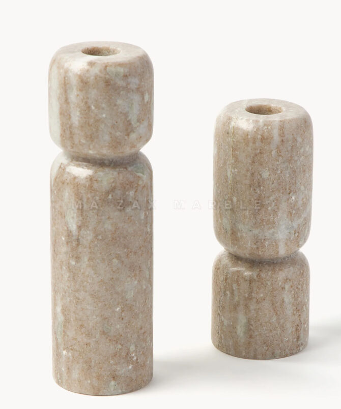 Luxury Beige Marble Candle Holders Smooth polished– Modern Handcrafted Decor for Home & Living by M A Zax Marble