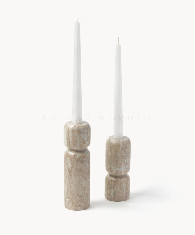 Luxury Beige Marble Candle Holders Smooth polished– Modern Handcrafted Decor for Home & Living by M A Zax Marble - Image 3