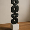 Modern Abstract Black Stone Sculpture on White Marble Base – Luxury Home Decor Accent | black and White Combination