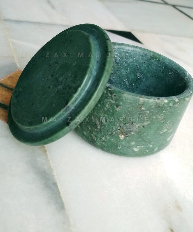 Handcrafted Green Stone Jewelry Box with Elegant Storage for Rings & Accessories | Premium Gifts | M A Zax Marble