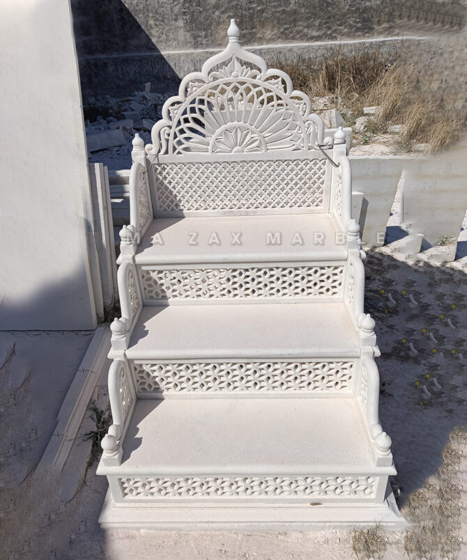 Premium Islamic White Marble Masjid Mimber/Minbar– Handcrafted from Makrana Marble