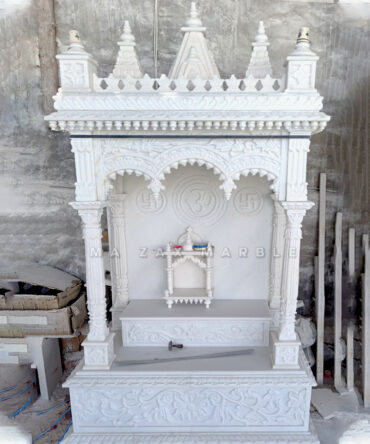 Premium White Natural Makrana Marble Carving Temple for Home & Office | Handcrafted Hindu Mandir and Tample