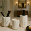Modern White Marble Bathroom Accessories Set – Soap Dispenser, Tumbler & Brush Holder | MA ZAX MARBLE