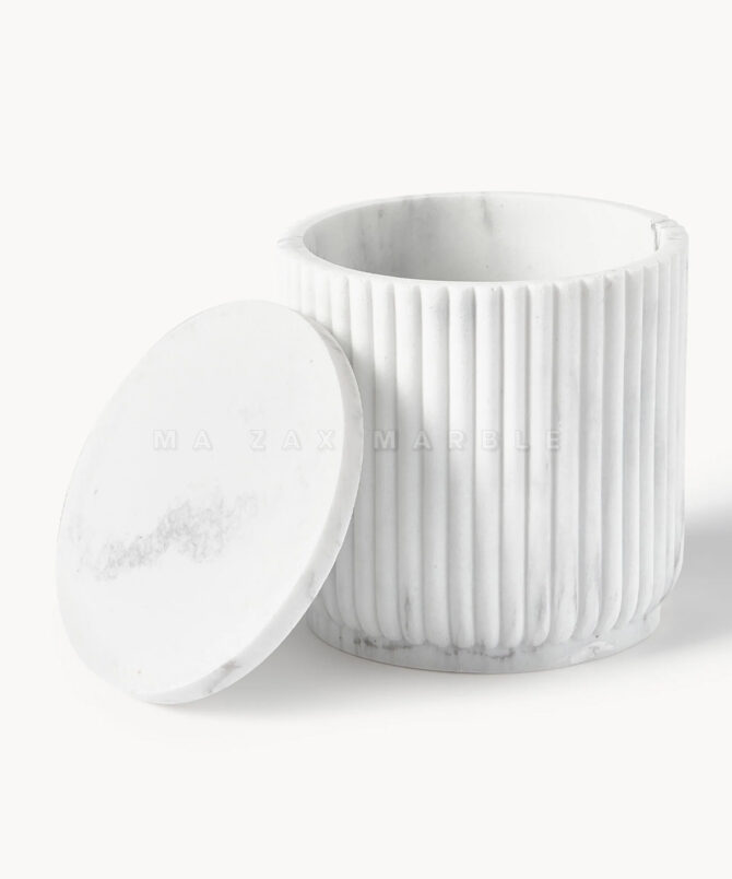 Modern White Marble Bathroom Accessories Set – Soap Dispenser, Tumbler & Brush Holder | M A ZAX MARBLE - Image 2