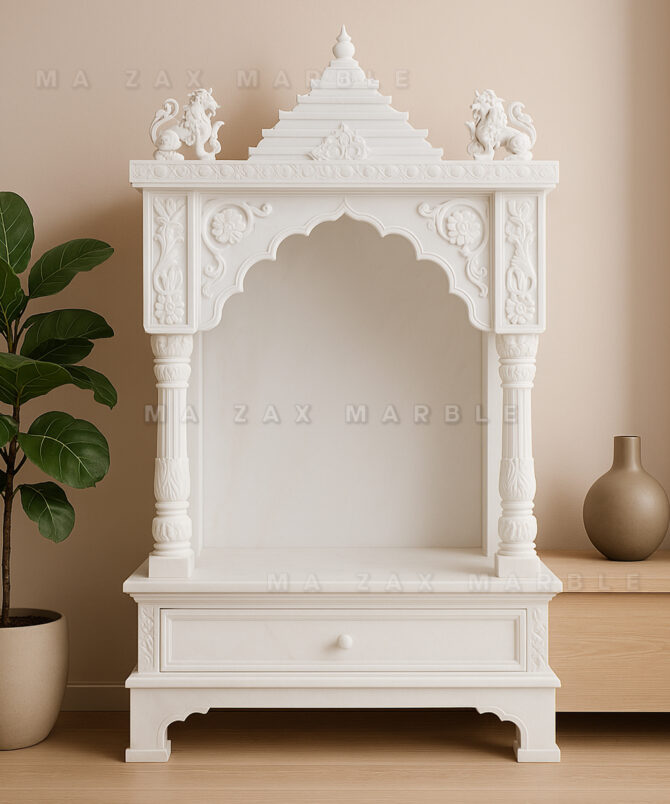 Premium White Marble Temple | Corian Look Marble Temple | Makrana Marble Temple
