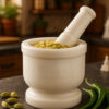 Premium White Marble Imam Dasta – 4x4 Inch Mortar and 5-Inch Pestle | M A Zax Marble