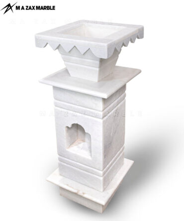 White Marble Tulsi Pot Decorate Home | Premium Marble Tulsi Stand