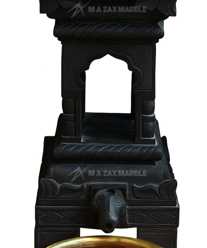 Black Stone Designer Tulsi Pot with-lotus-pot-and-nandi-design Customize Size- - Image 3