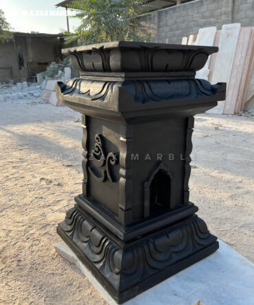 Black Stone Tulsi Vrindavan is crafted from high-quality natural stone 4 Side Carving Work