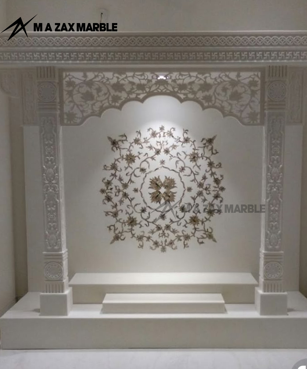 White Marble Peacock Design Mandir with Elephant Look Front | Best Setup Rooms and Hall