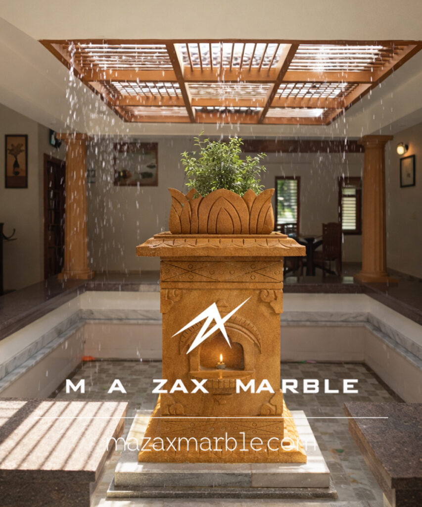 Yellow Sandstone Tulsi Vrindavan for Home – Handcrafted Yellow Stone Tulsi Pot for Balcony, Garden & Hotel