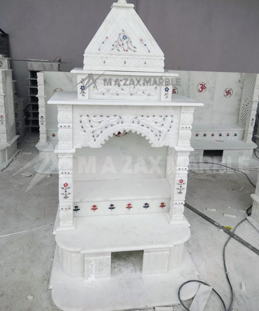 Handcrafted White Marble Temple Design