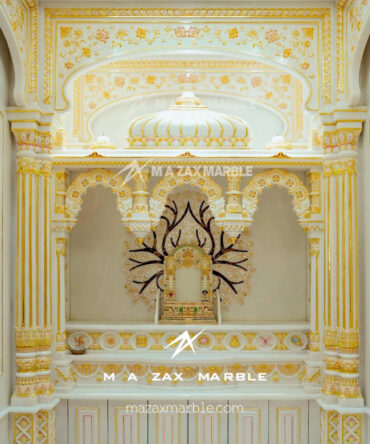 Best Makrana Marble Temple | Handcrafted White & Gold Designer Mandir – M A Zax Marble