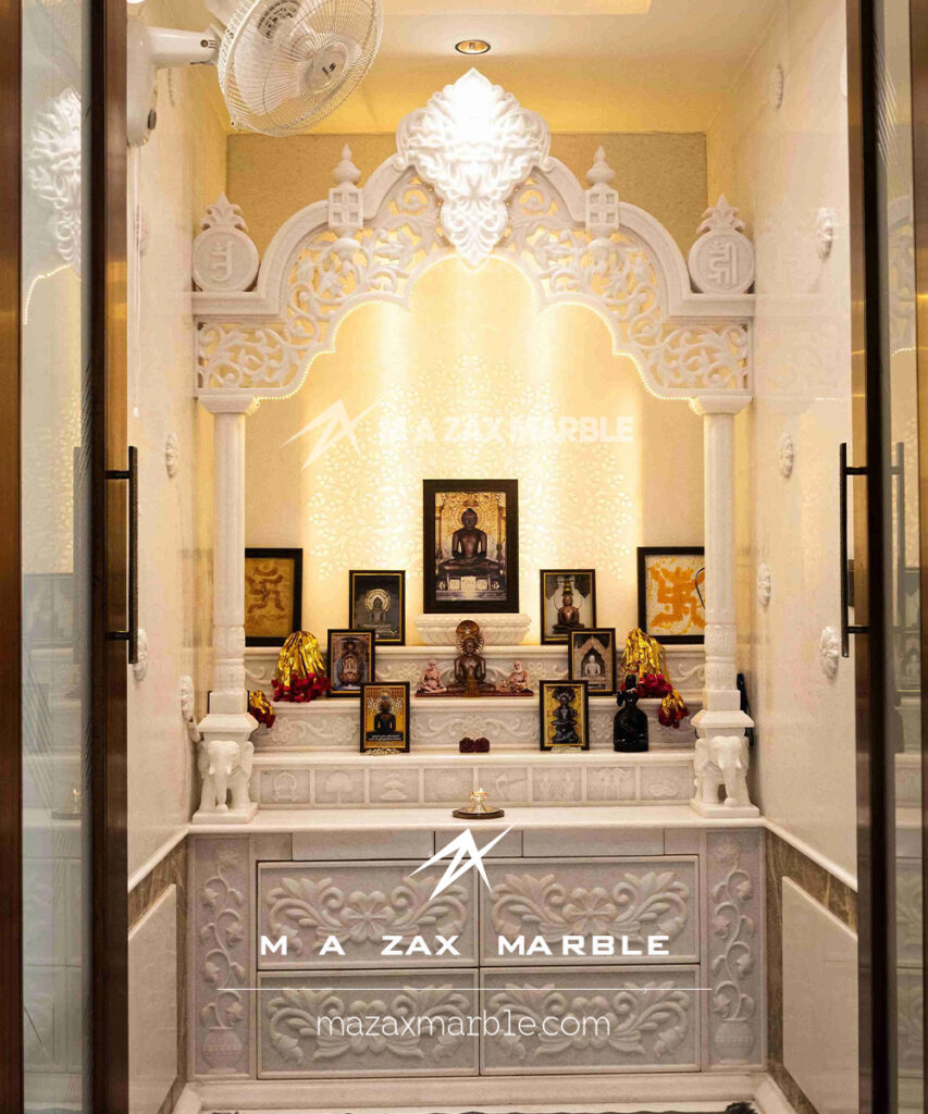 White Marble Temple | Peacock Trending Design Handcrafted Mandir | Custom Home Temple