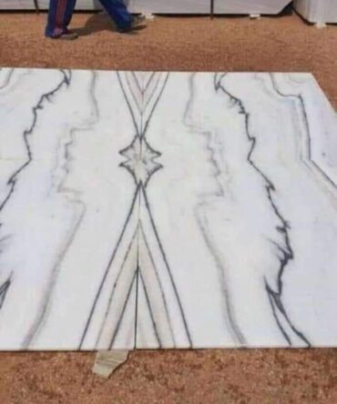 Makrana White Marble Bookmatch Slab | Bold Veins | 5×4 Ft | 18mm