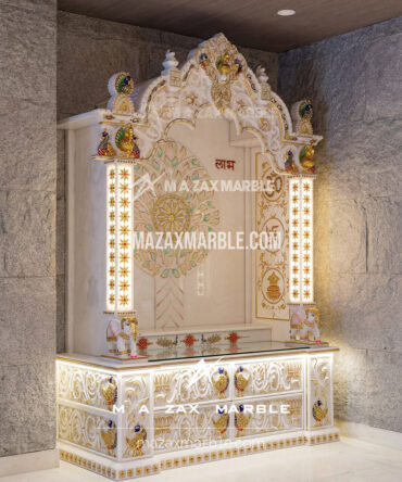 India Best White Marble Temple Design | Handcrafted White & Gold Color Designer Mandir