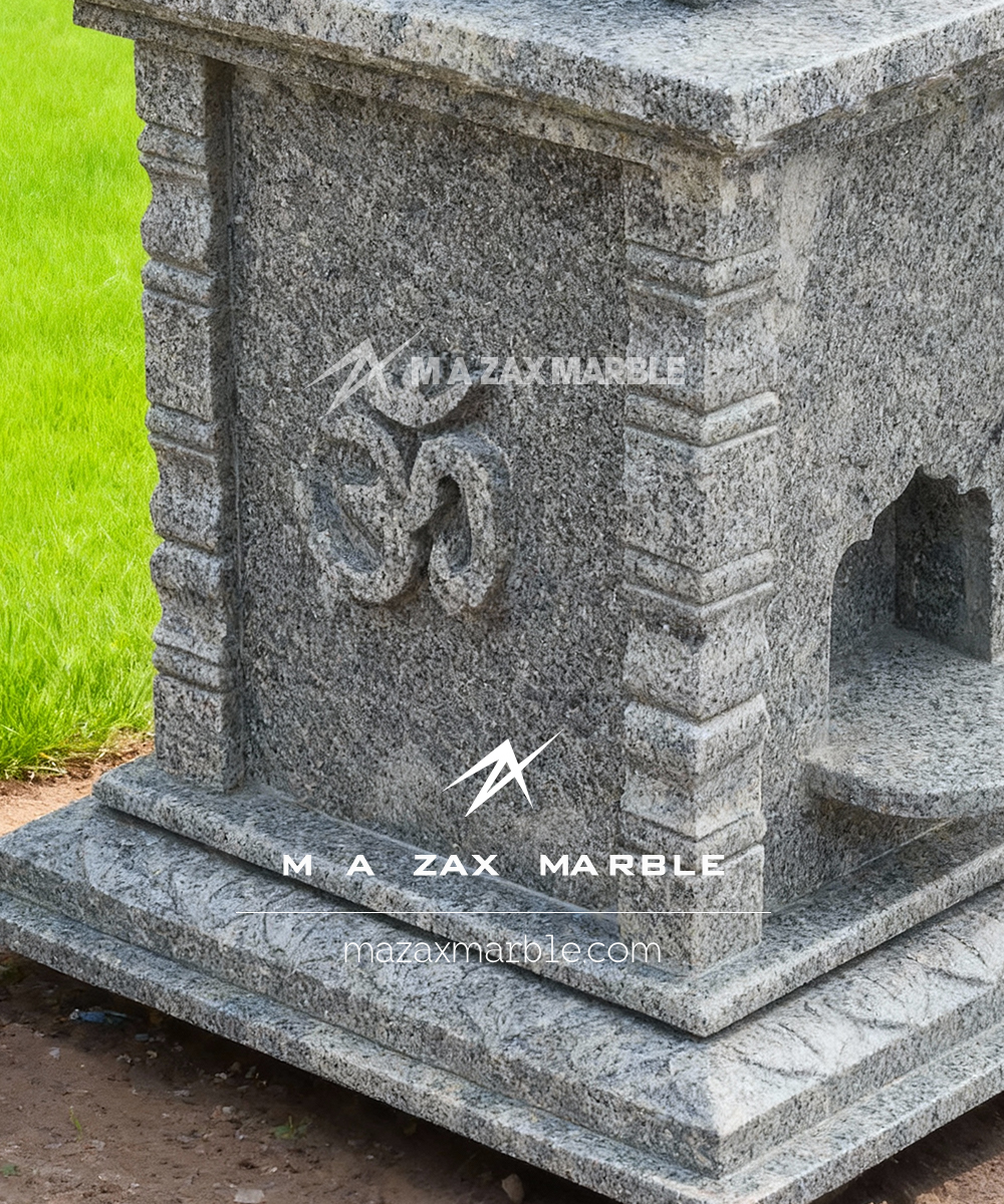 Heavy-Duty Granite Tulsi Pot for Home & Garden – Handcrafted Grey Stone Vrindavan | Light Color - Image 3