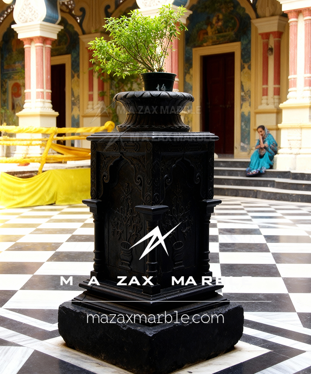 Premium black stone Tulsi Vrindavan hand-carved by expert artisans. Ideal for home mandir, Jain & Hindu temples, courtyards, and spiritual spaces. Durable, weather-resistant, and elegant design with all India delivery available. Tulsi Vrindavan hand carved by skilled artisans. Fast delivery across India – Bangalore, Mumbai, Goa, Chennai, Delhi & worldwide shipping to UAE, USA, Australia, Dubai, Bangkok and more.