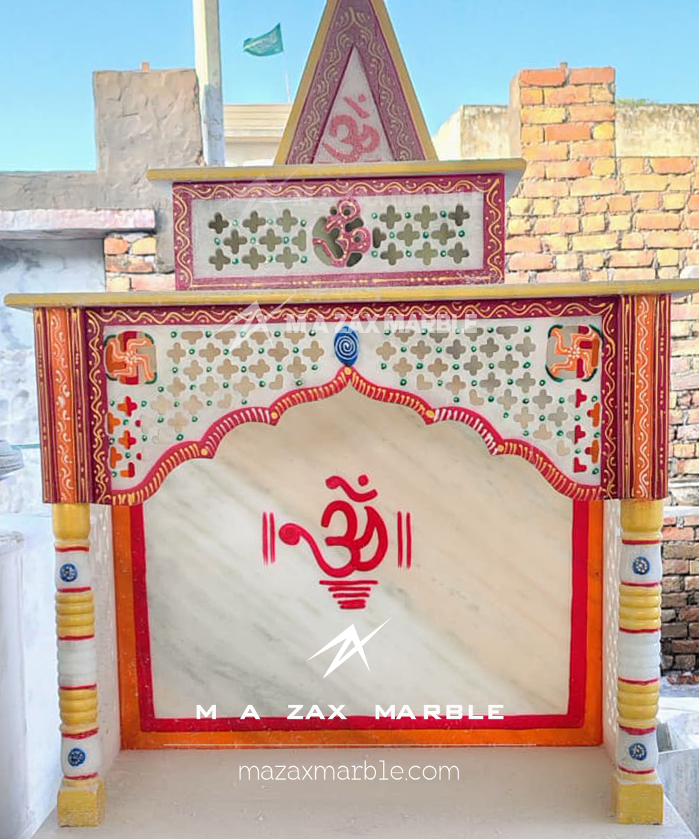 Premium White Marble Home Mandir | Handcrafted Om Design Temple for Home - Image 2