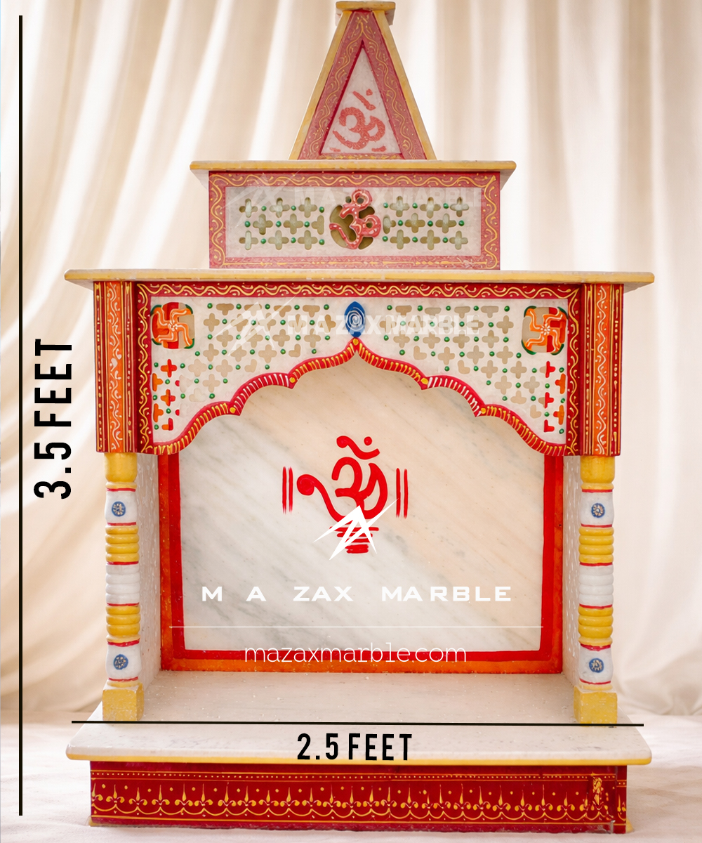 Premium White Marble Home Mandir | Handcrafted Om Design Temple for Home - Image 4
