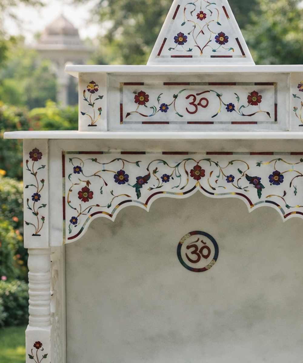 Premium White Marble Temple with Handcrafted Inlay Work | Marble Mandir – M A Zax Marble - Image 2