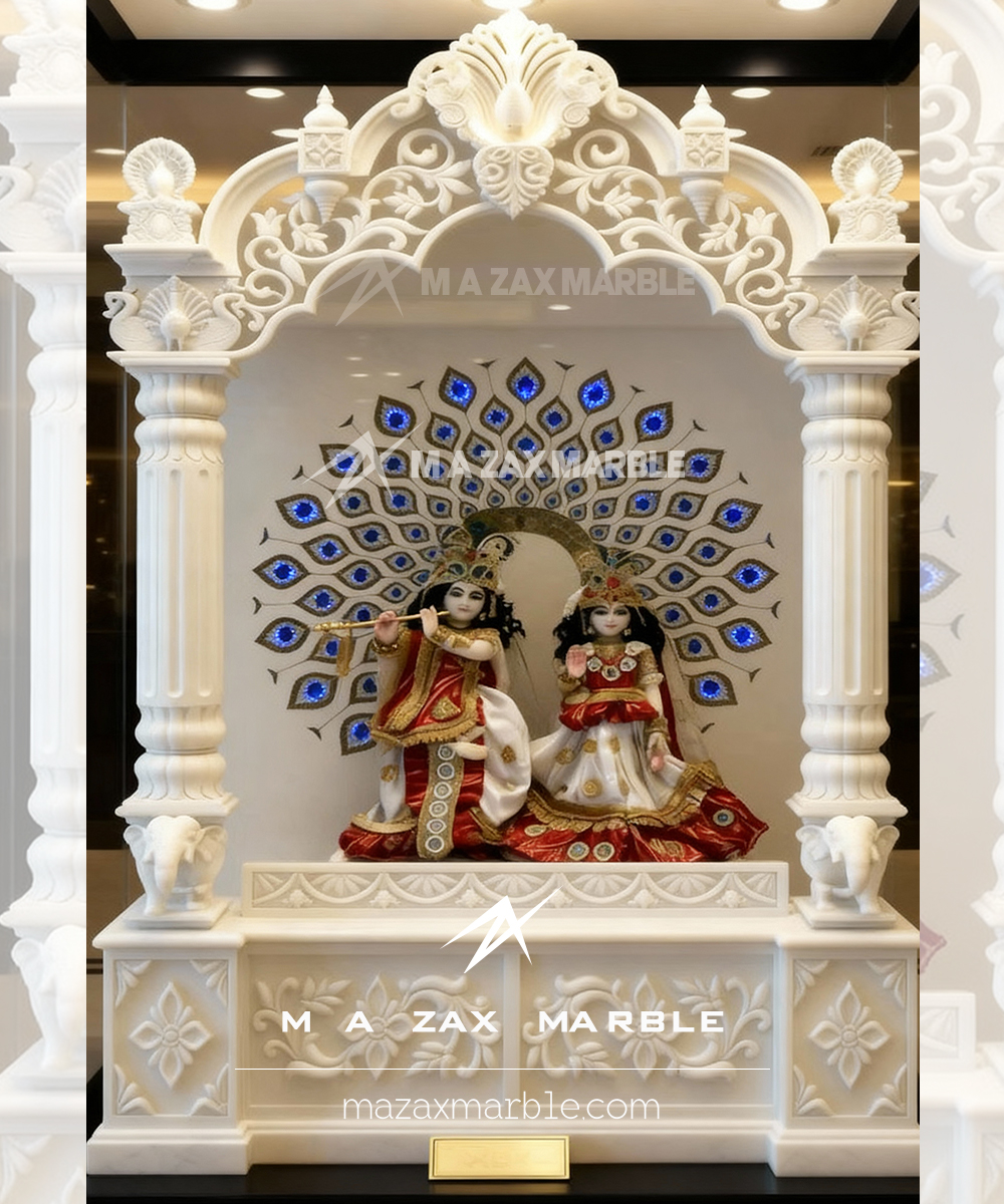 Luxury White Marble Radha Krishna Mandir | Premium Hand Carved Marble Temple Worldwide Delivery