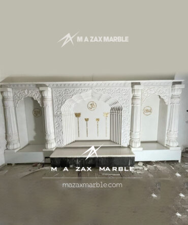 Premium White Marble Temple | Makrana Marble Mandir for Home with Hand Carving & Om Desig
