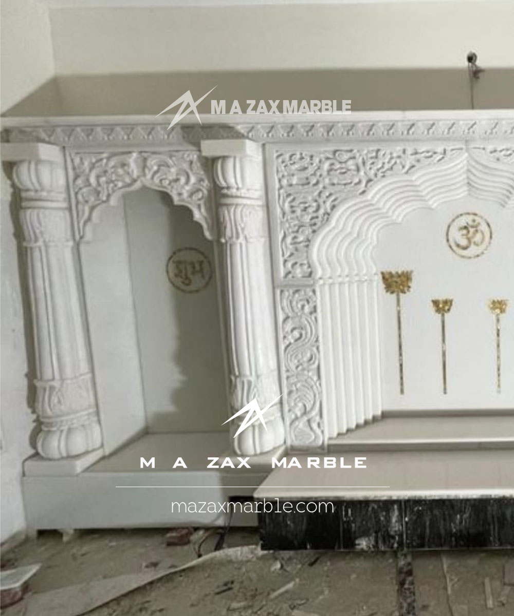 Premium White Marble Temple | Makrana Marble Mandir for Home with Hand Carving & Om Desig - Image 3